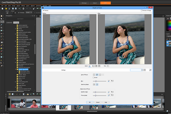 PaintShop Pro X6 depth of field