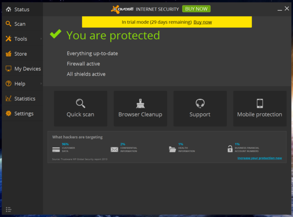 avast main screen