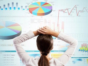 big data charts graphs analysis woman user