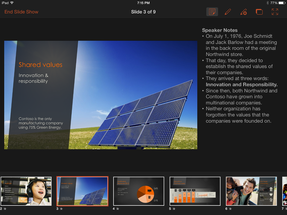 presenter view in powerpoint for ipad
