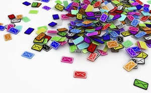 email pile stock image