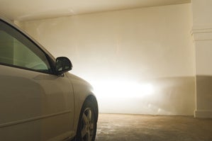 car parking in garage close up