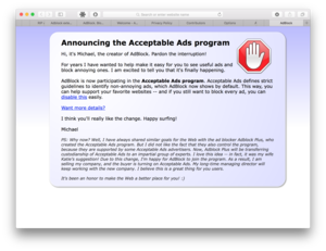AdBlock browser extension popup