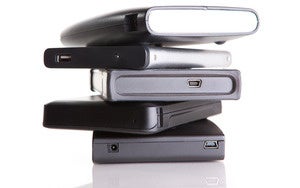 external hard drives stock