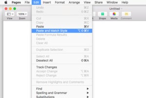 pages paste match style