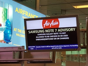 samsung note7 warning