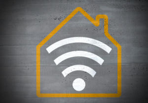 Wi-Fi icon inside the outline of a house