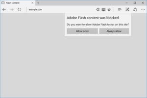 adobe flash blocked in edge
