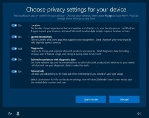windows 10 upcoming privacy settings