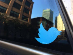 20170113 twitter car sticker stock image